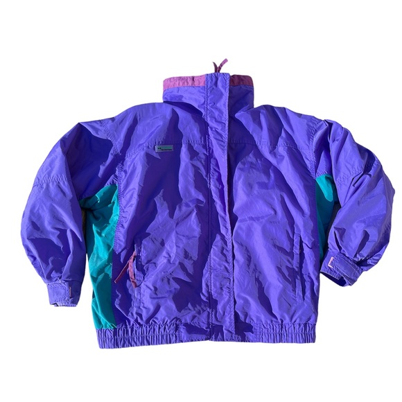 COLUMBIA Bugaboo Jacket Size XL Vtg 80s 90s  Nylon 3 In 1 Fleece Purple Teal - Picture 5 of 9